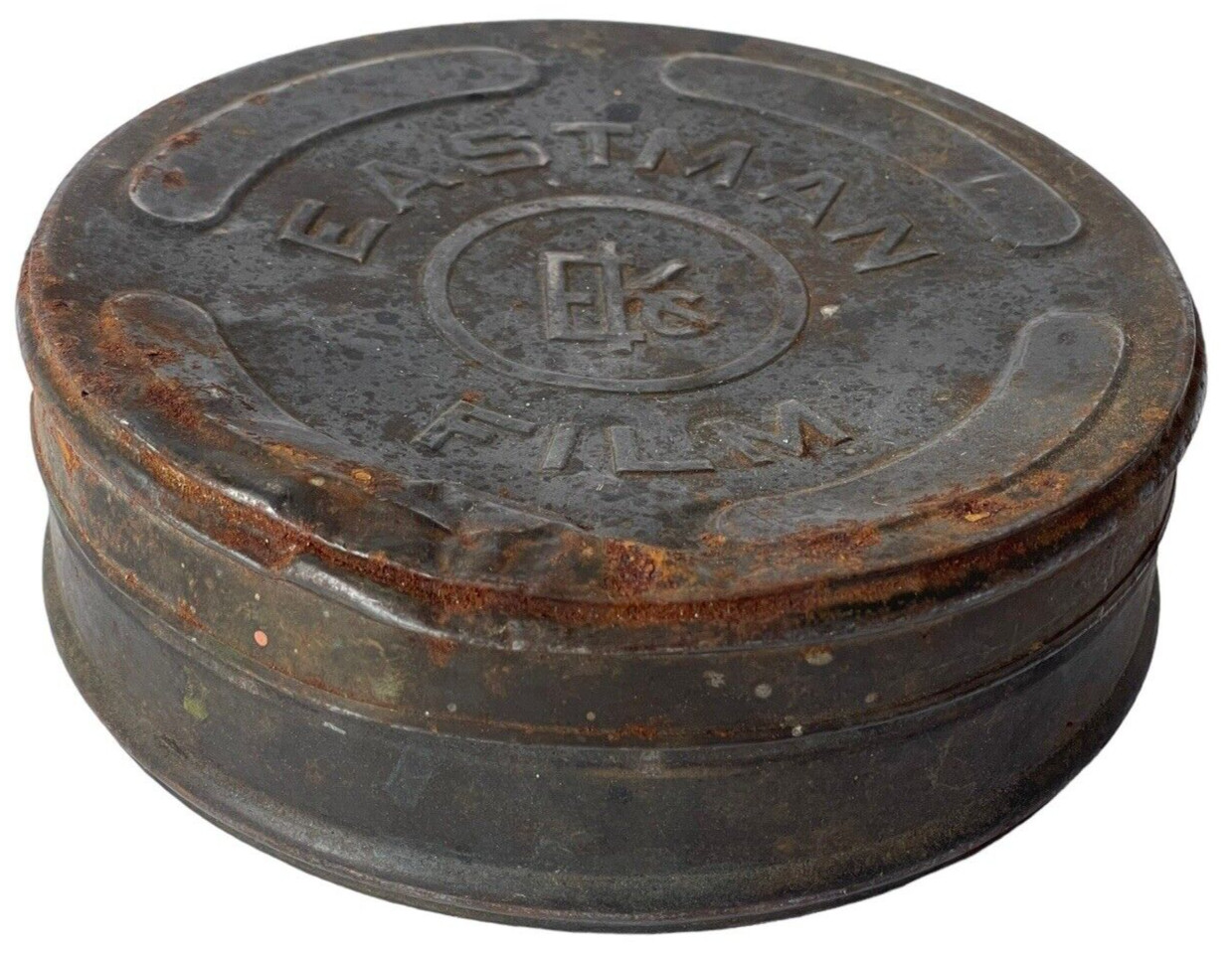 Eastman Kodak Film Cannisters Metal Two Antique Battered Rusty Containers