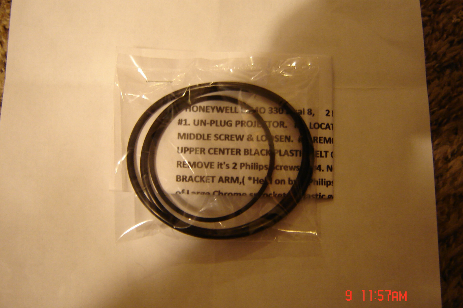 HONEYWELL ELMO 330 Dual 8 Projector Belts,2 Belt Set & Install Instructions,New