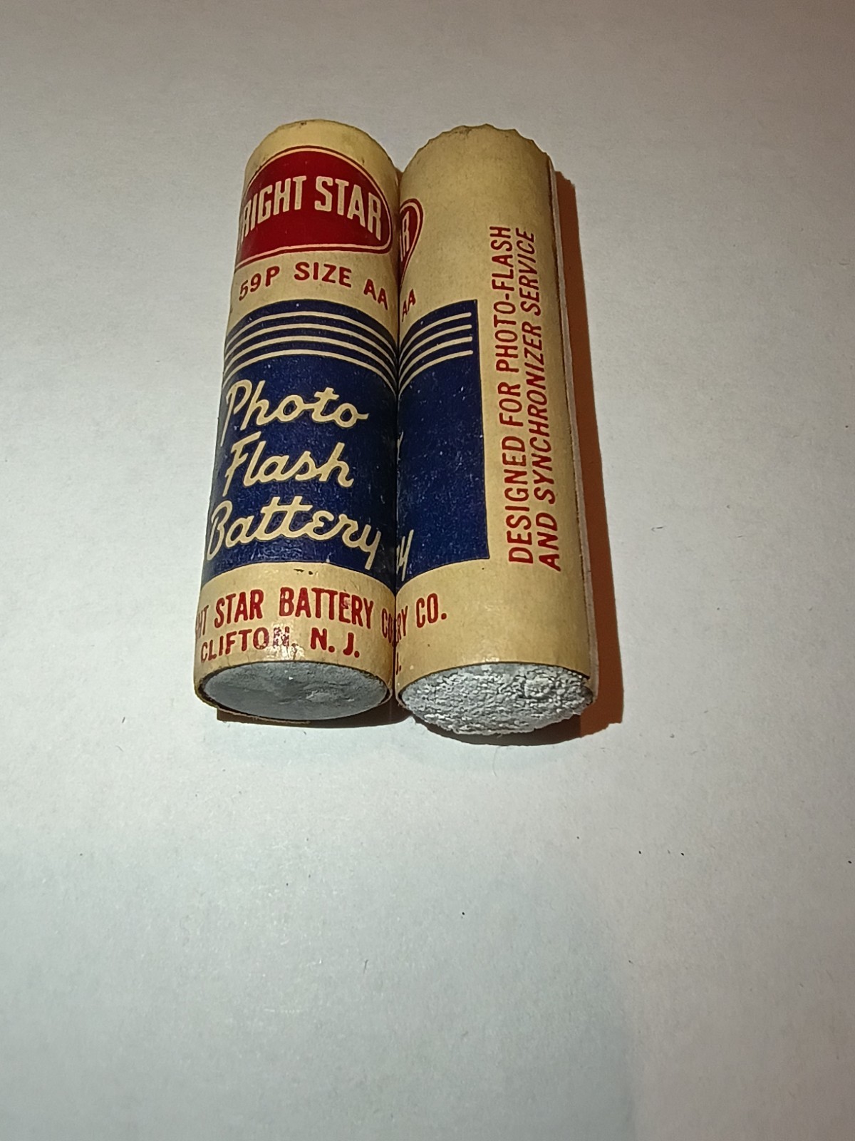 Vintage 1950s Bright Star No. 59P Photo Flash AA Batteries – Pair – Display Only