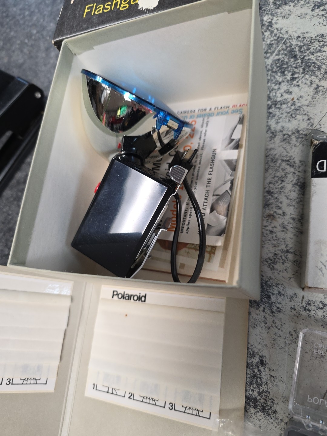 Polaroid 350 BOOK kit 581A flash 268 self timer 192 and accessory LOT No Camera