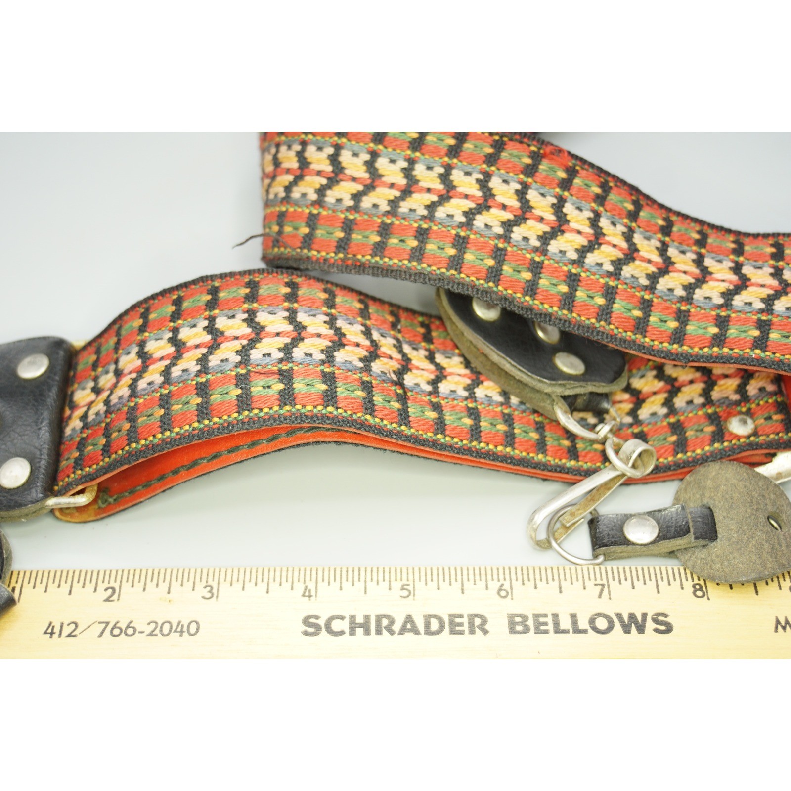 Vintage Woven Hippie Camera Strap Boho Geometric Red Green Orange Retro 70s