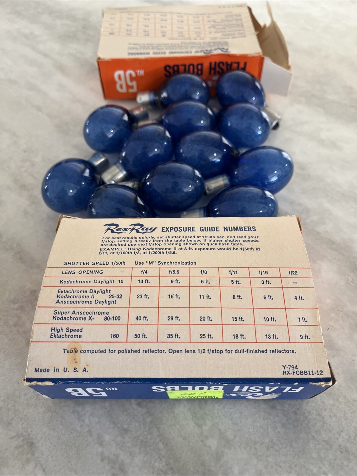 Rex-Ray No. 5B Flash Bulbs NEW Old Stock – Two Boxes of 6 Bulbs (12 Bulbs Total)