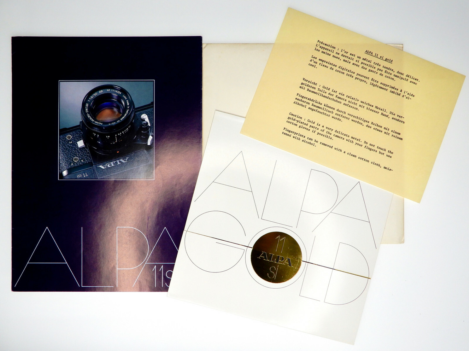 Alpa Gold 11SI Certificate & Brochure ……….. MINT