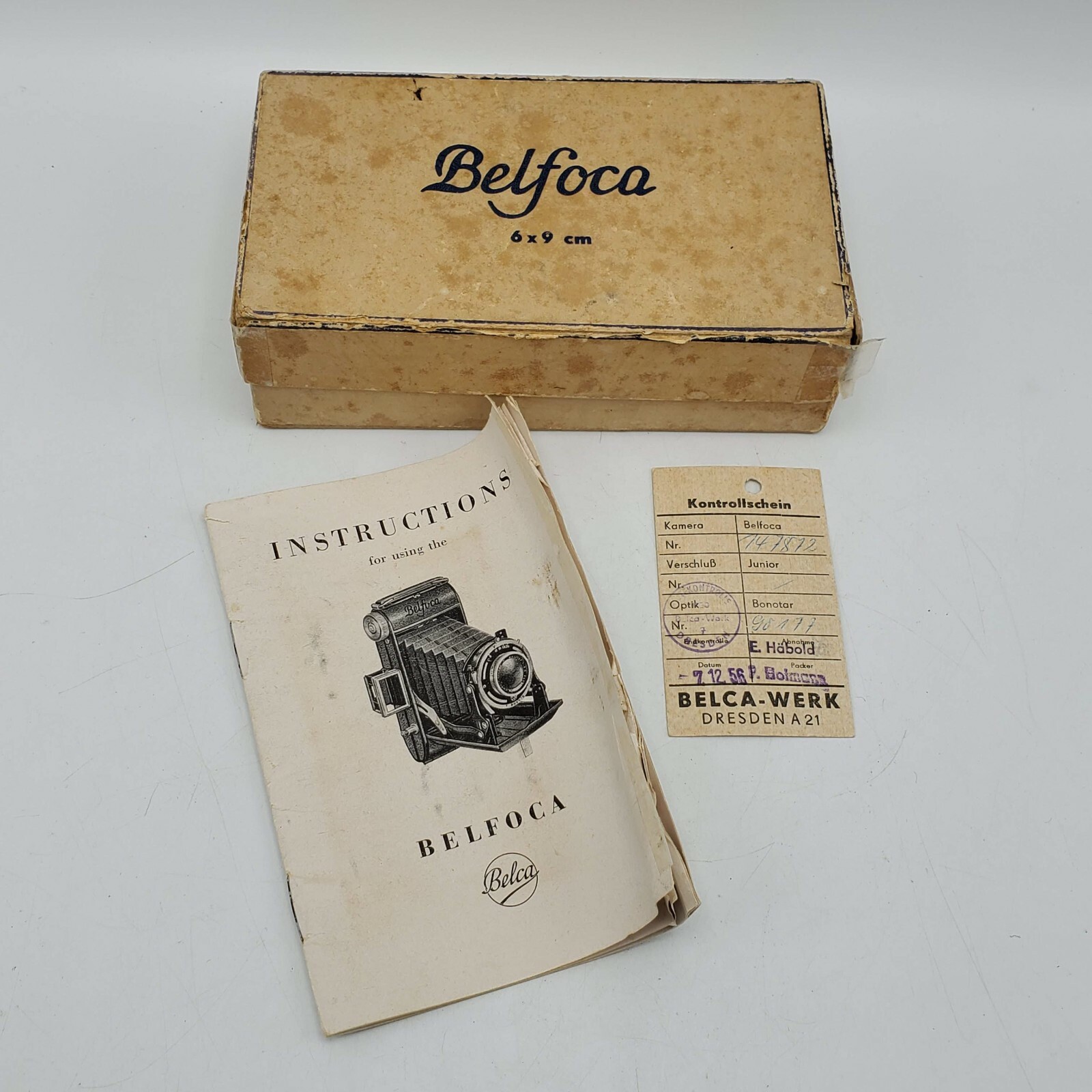 Belca Belfoca 6×9 cm Folding Camera Original Box & Instructions Only – Germany