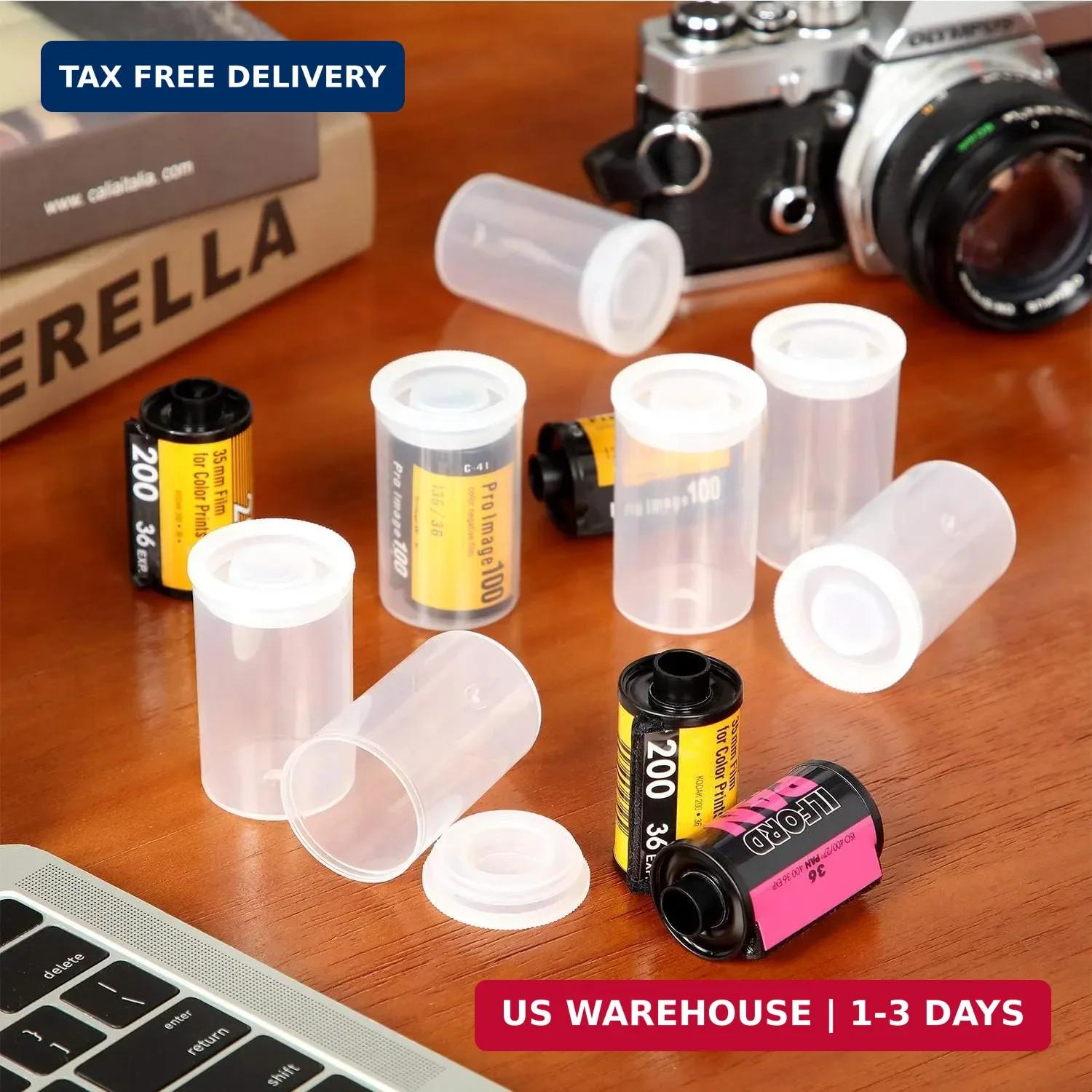 AKIRO Film Canisters with Caps 35 mm Empty Camera Reel Storage Containers Case P