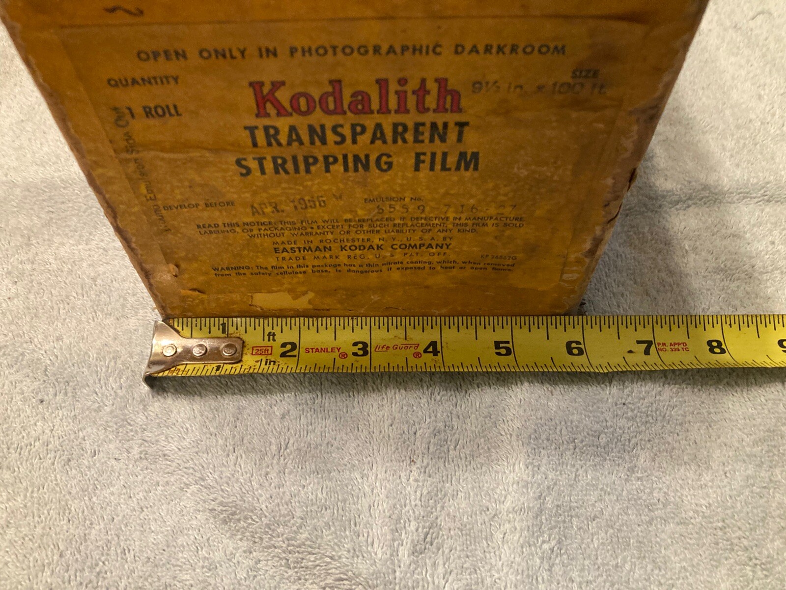Vintage Kodak Kodalith Transparent Stripping Film Box 1956, Box Only, Empty Box.