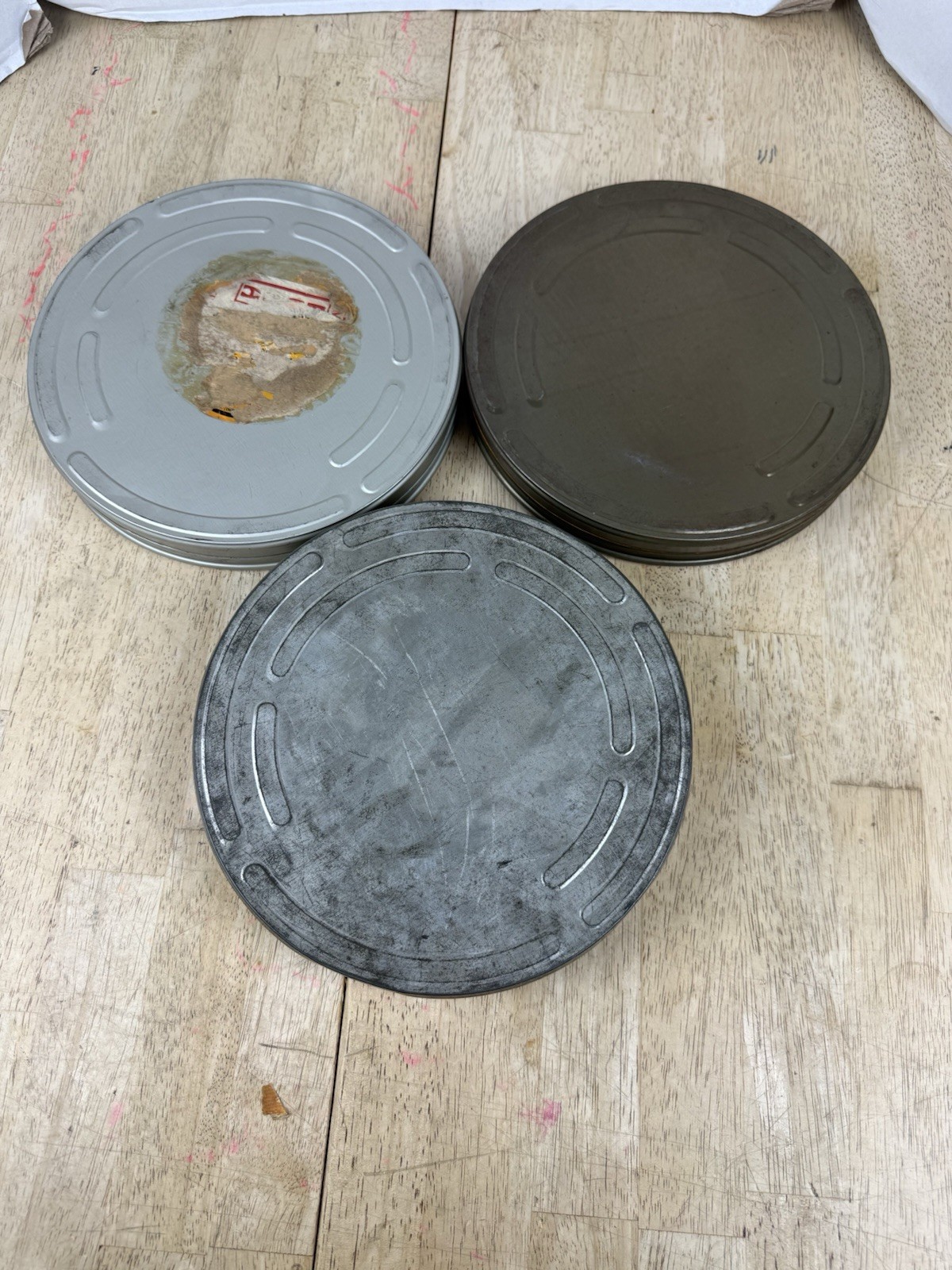 Lot of 3 Empty 16mm Metal Movie Film Canister Cans 10.5″ No Reels