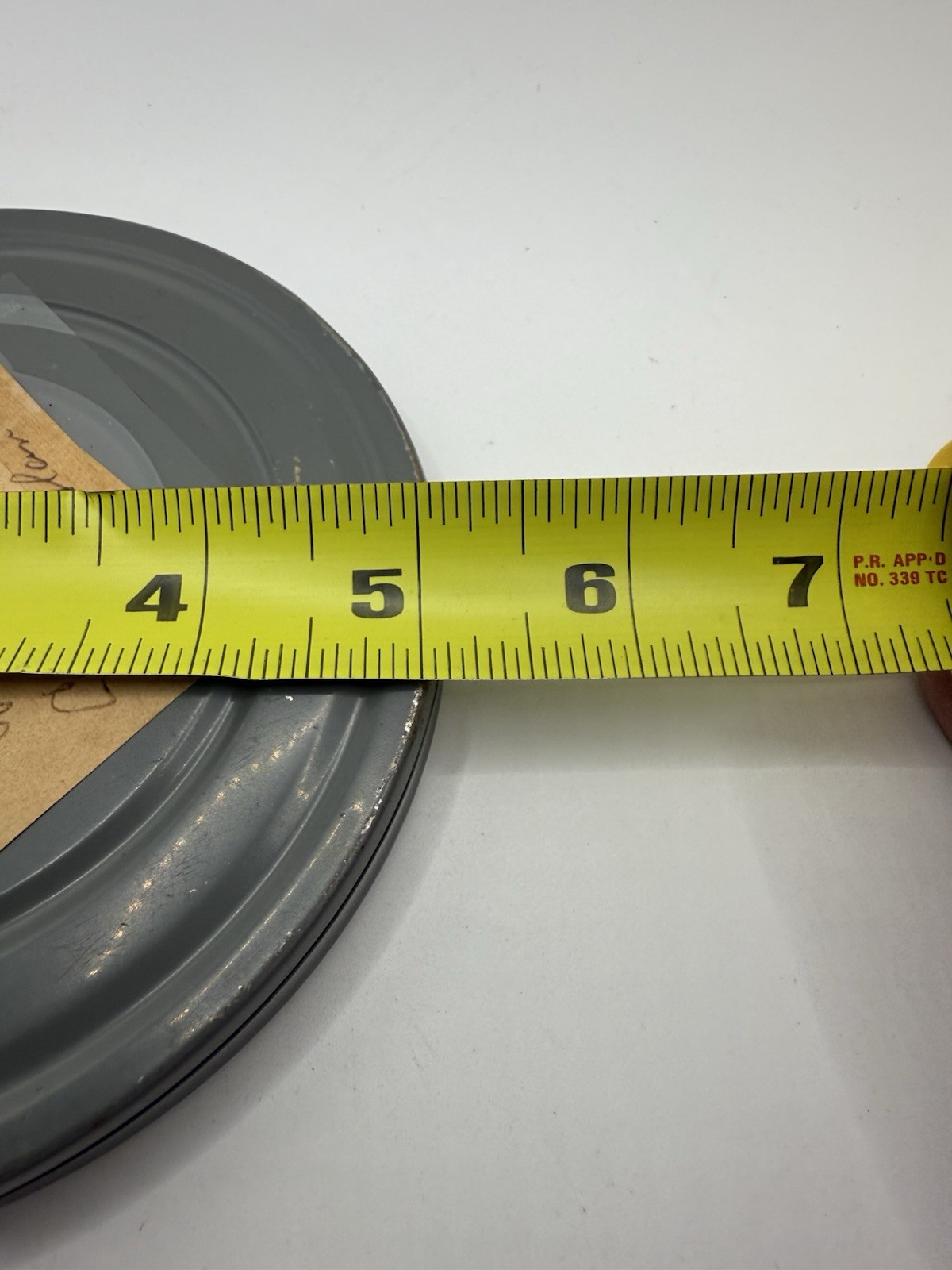 Vintage Gray Metal Film Can Canister 5 1/8″ Diameter & Film Reel