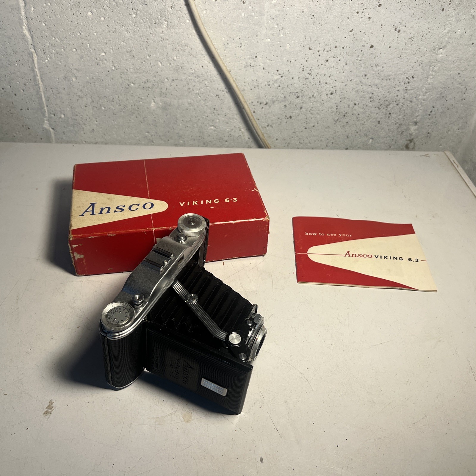 Rare Vintage Ansco Viking 120mm 6.3 Camera And Box Instructions