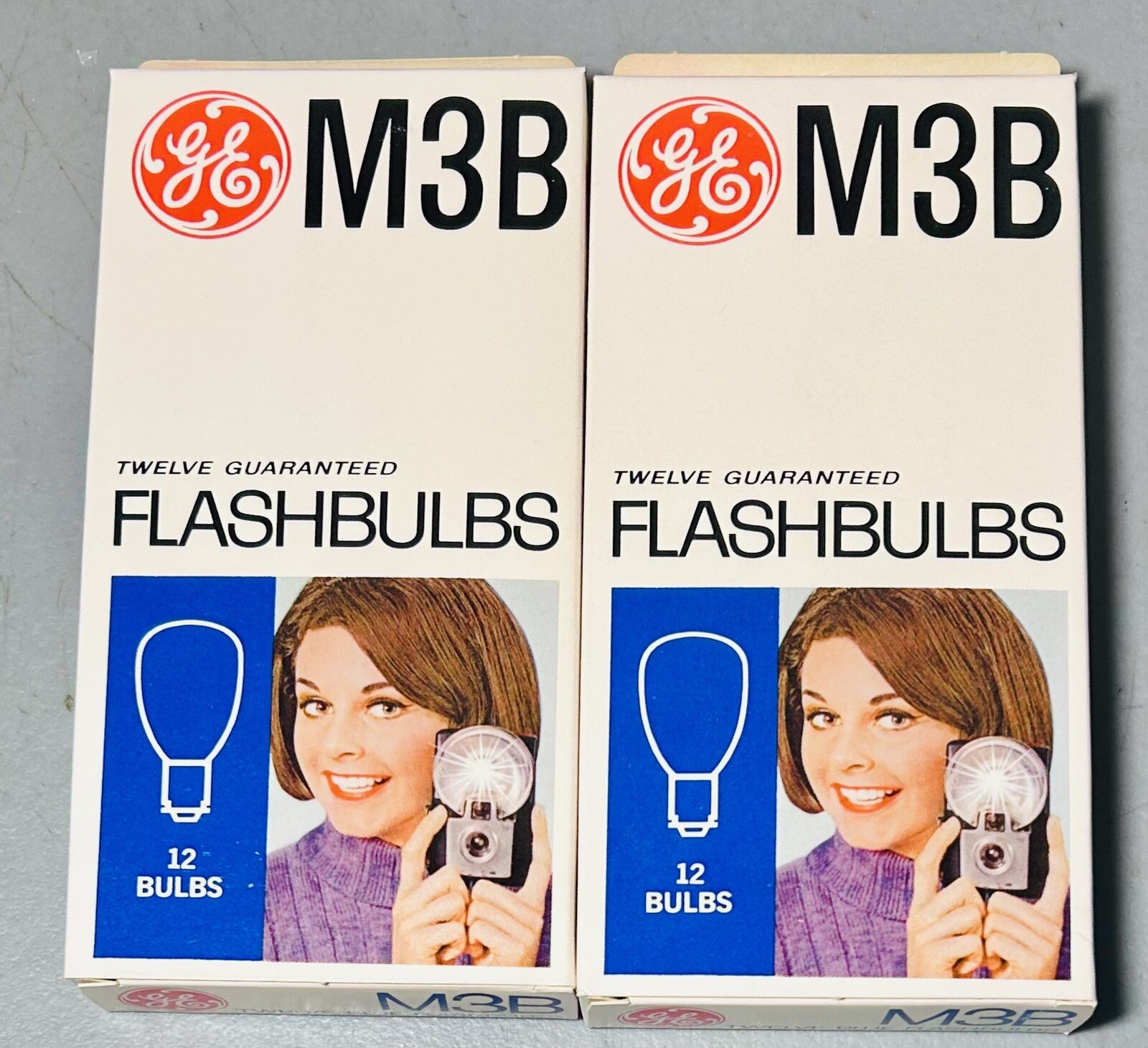 Lot-2 Vintage GE General Electric 12 Pack Blue Flashbulb M3B USA (24 Total) New￼