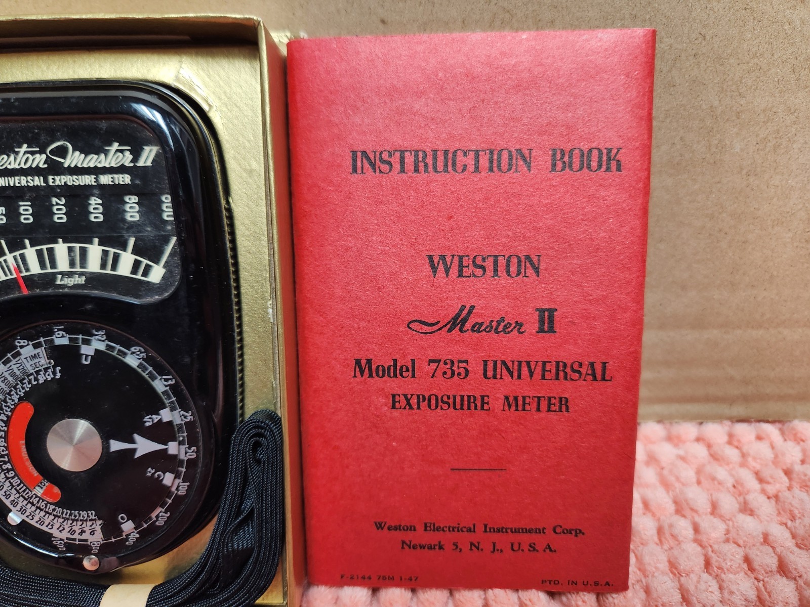 VTG 1940s Weston Master II Model 735 Exposure Meter w/ Manual & Box