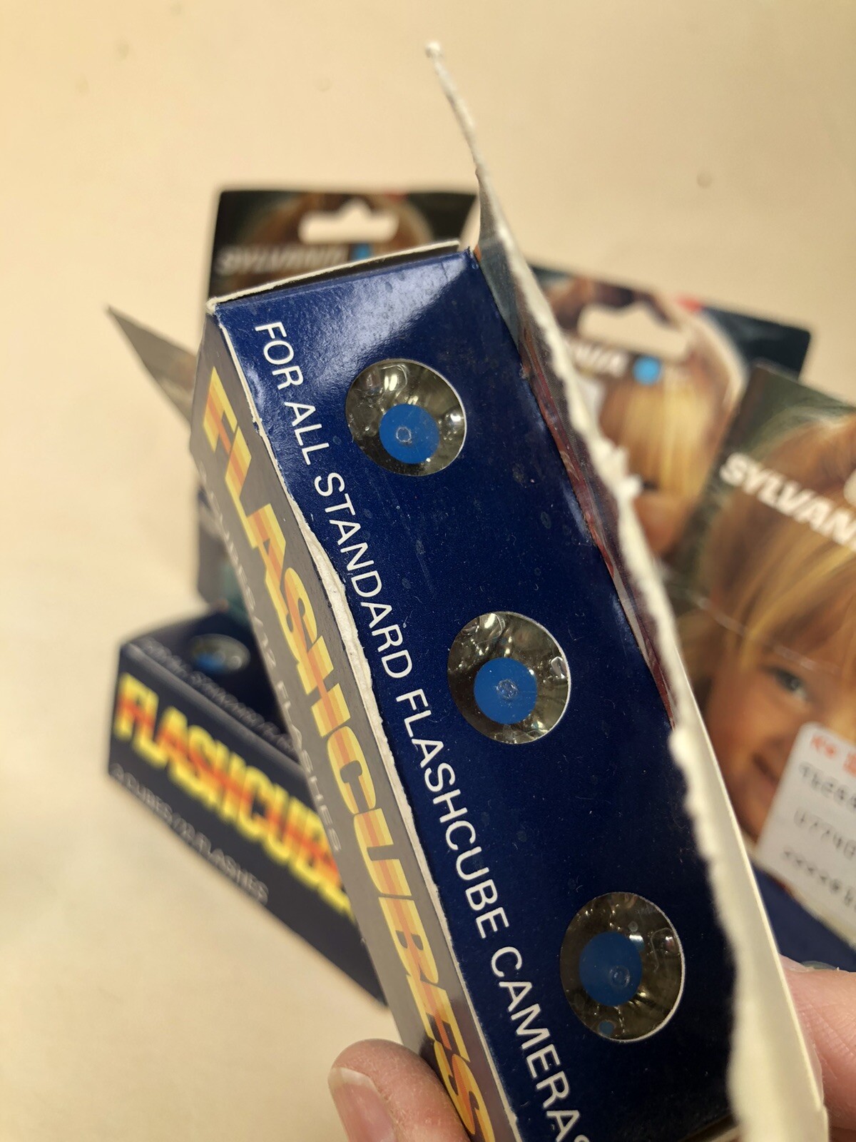 Lot of 7 Sylvania and GE Blue Dot Flash Cubes Vintage Plus Singles