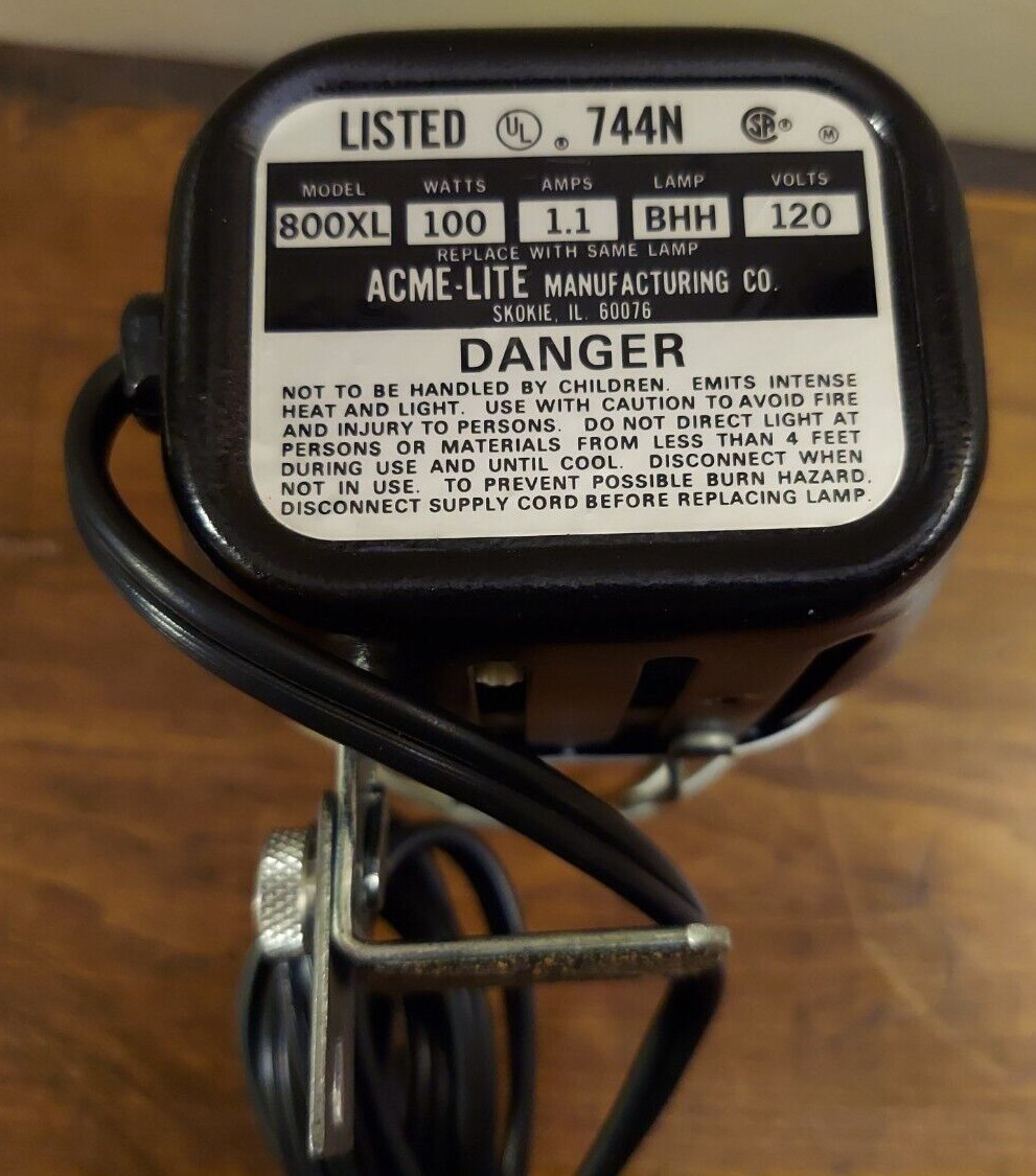 Vintage Acme-Lite No. 800XL for Movie Cameras Tested Works Great 100W 120V