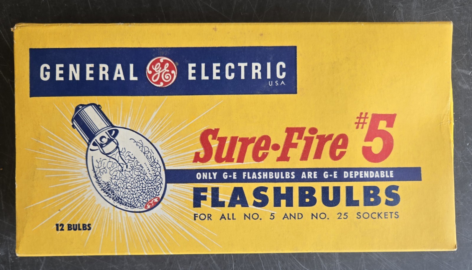 New Old Stock 12 Vintage General Electric Sure-Fire #5 Flashbulbs GE FREE SHIP
