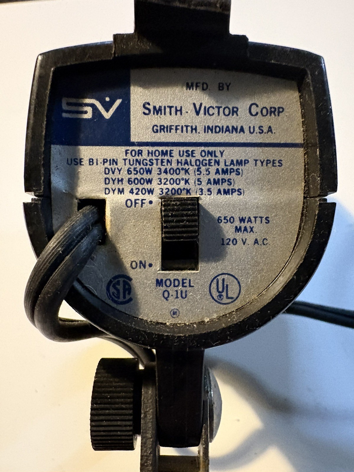 Smith Victor Model Q1U Movie Light Tested