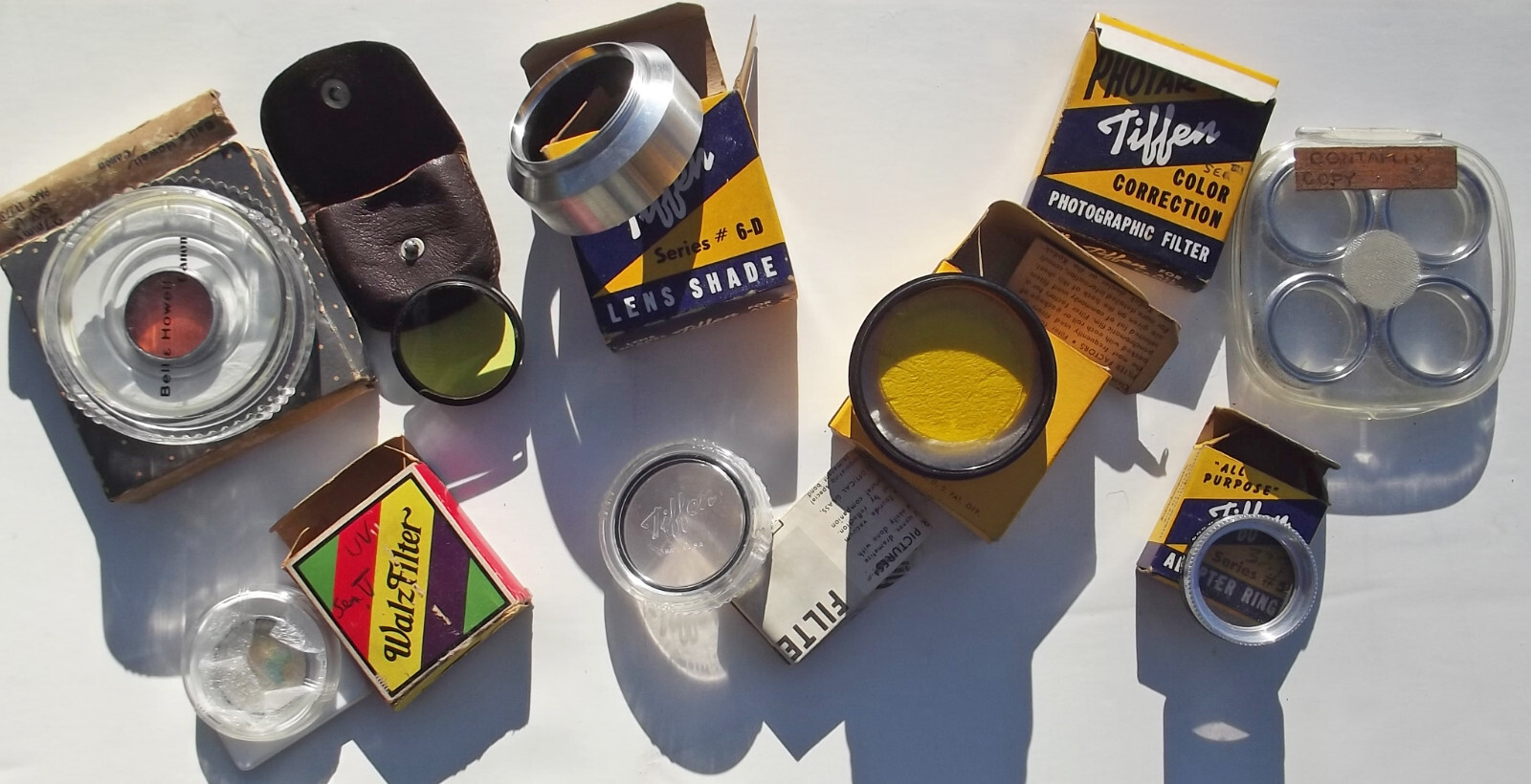 Mixed Lot of 12 – Lens Filters, Shade – Kodak, Tiffen, Bell & Howell, Omnicolor