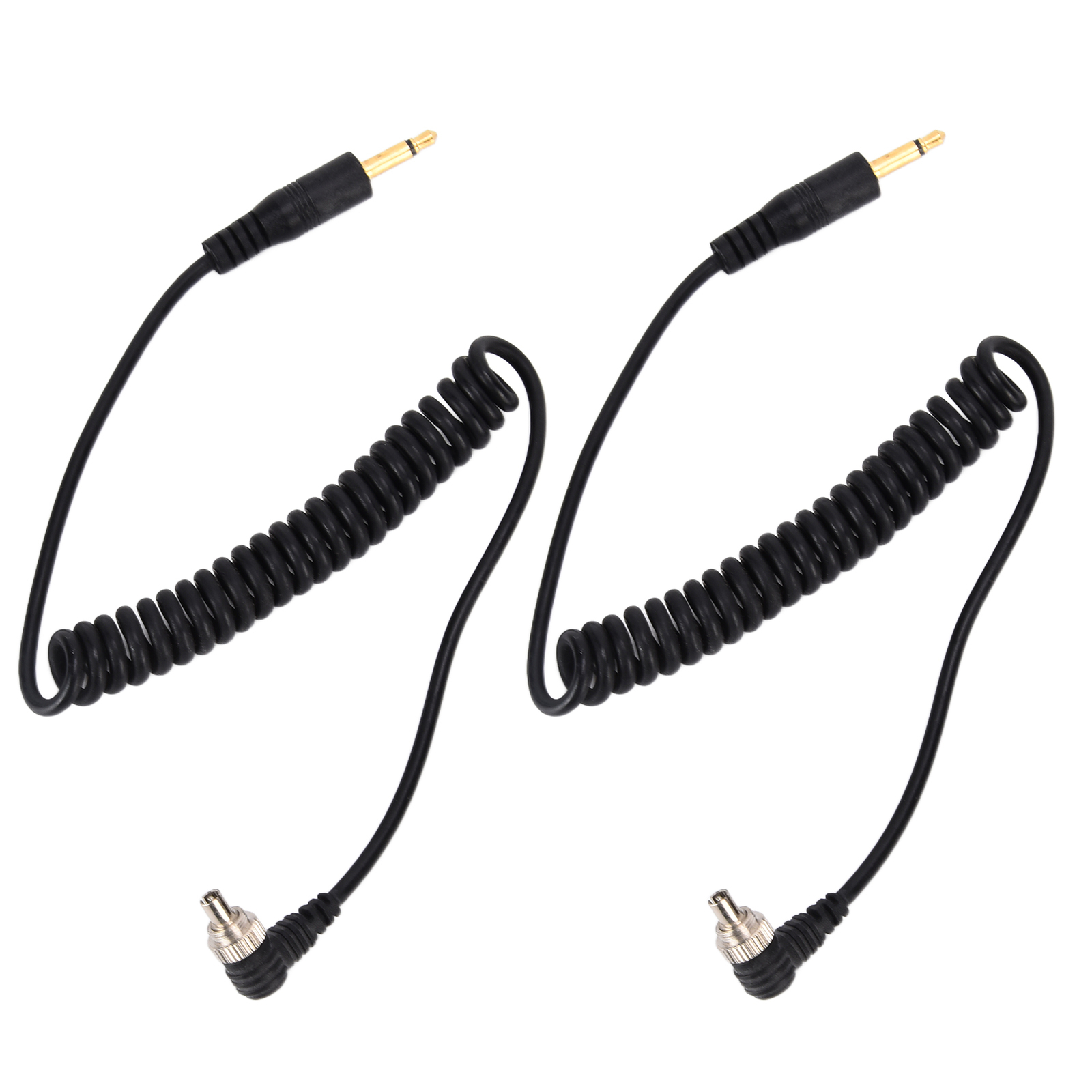 2pcs Camera Flash Cable Universal 3.5mm To Male Flash PC Sync Cable Coiled Cord