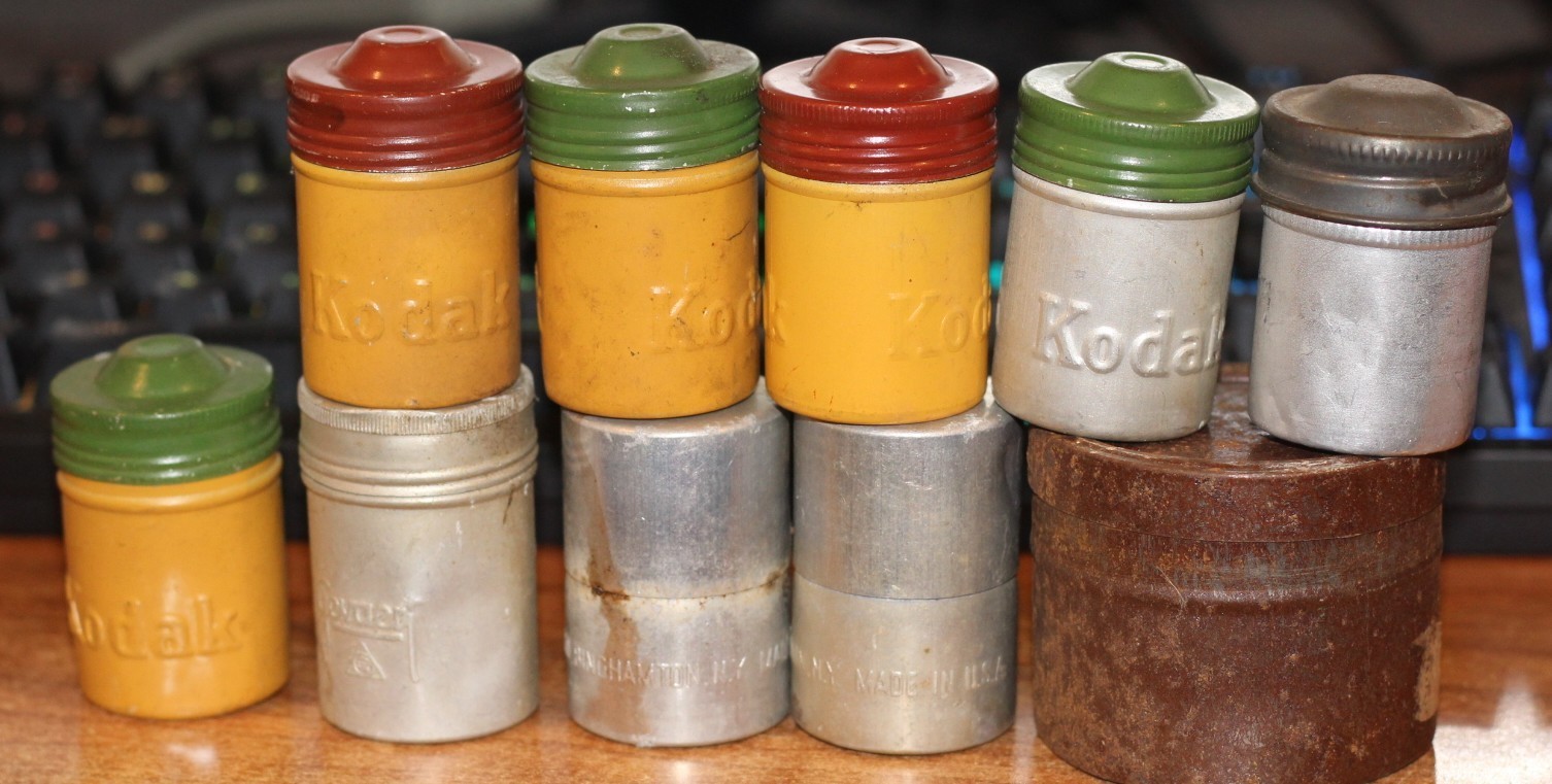 VINTAGE Lot of 10 35mm Film Roll containers Kodak Ansco Gevaey