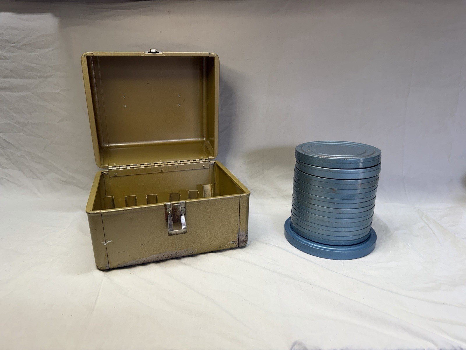 Vintage Kenco Film Reel Storage Box With 10 Empty Film Reels