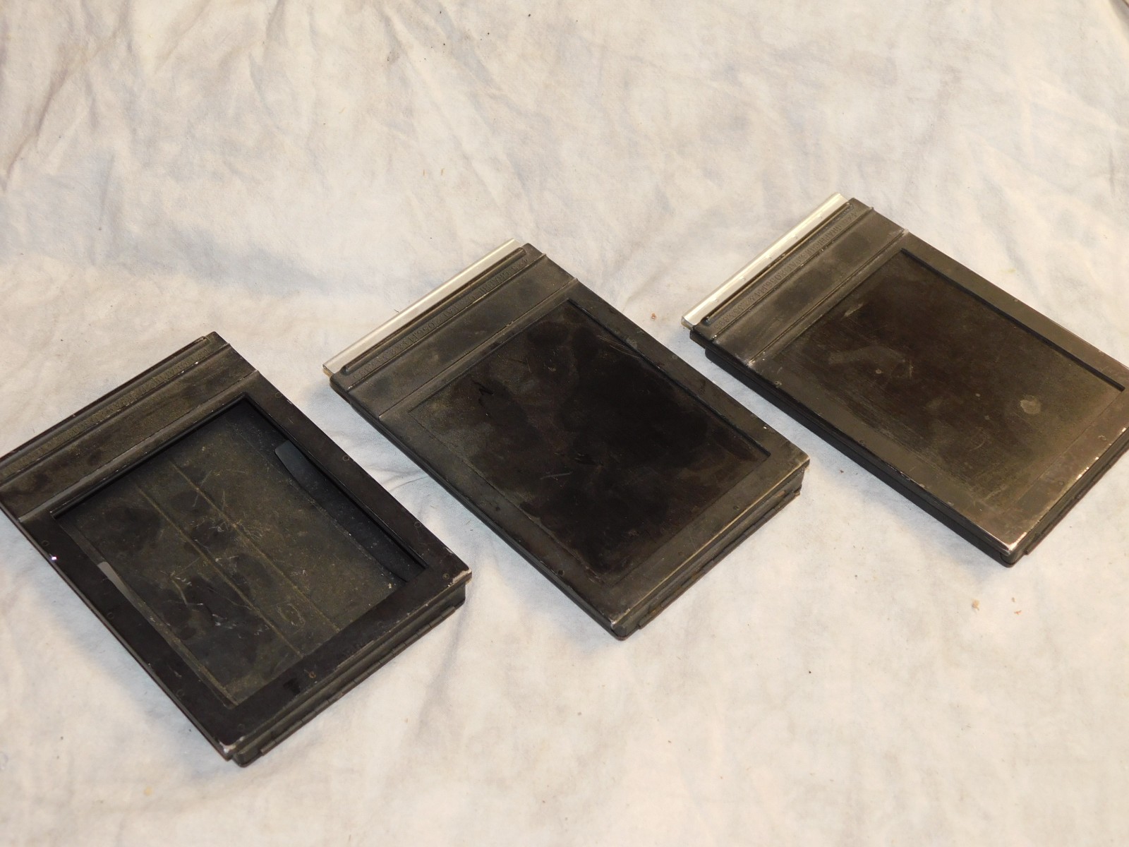 Lot of 3 Graflex Graphic 4×5 Film Pack Adapters for Parts or Repair