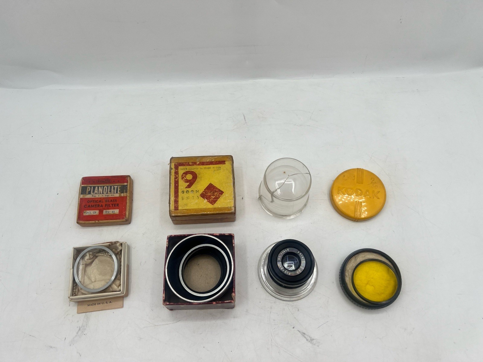 Lot Of Vintage Kodak,Planolite, Camera Accessories Filters, Adapters, Lens Hood
