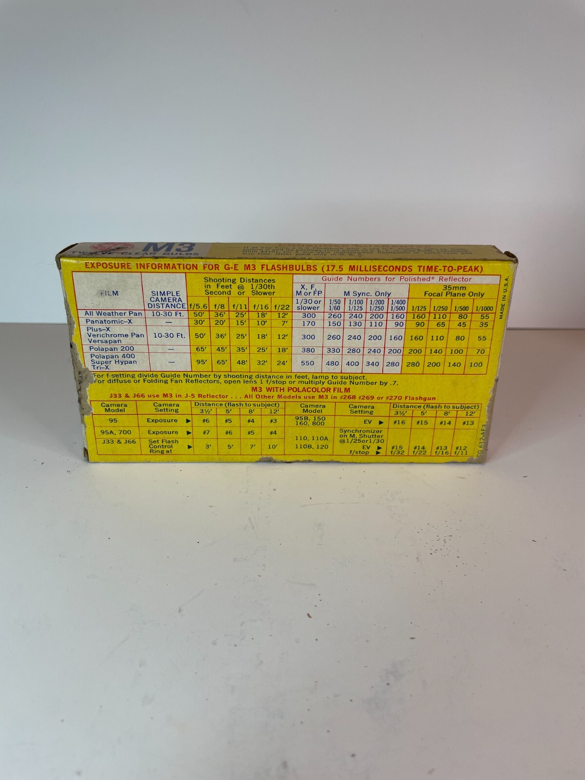 General Electric GE M3 Flashbulbs Clear Flash Bulbs Vintage Camera