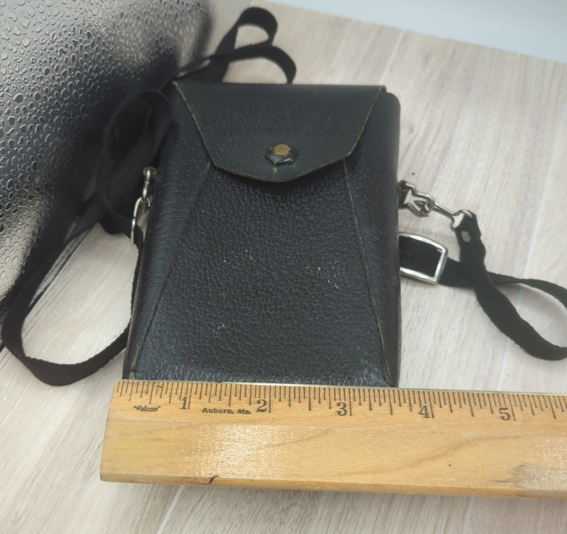 Antique Kodak Camera Bag Black Leather 7″ Long