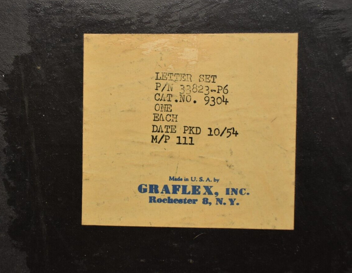 Graflex,INC 3/4″ White Letter Set P/N33823-P6 CAT.NO. 9304 pkg in 10/1954 H1