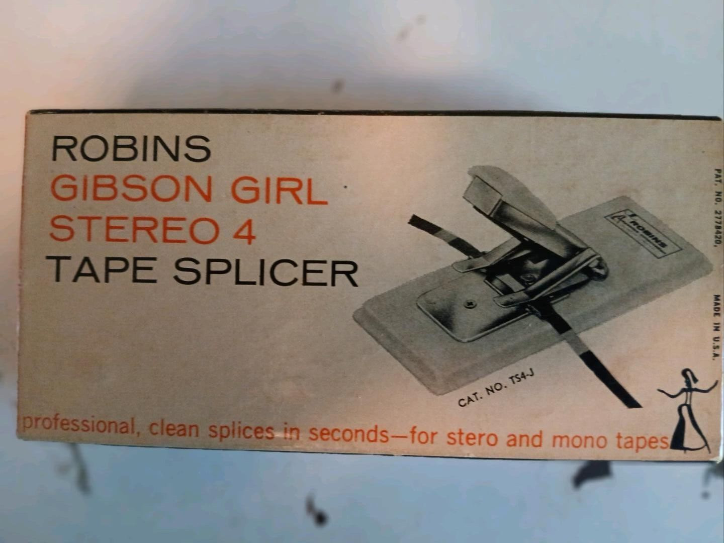 Vtg Robins Gibson Girl Stereo 4 Tape Splicer For Stereo Or Mono Tape Made in USA