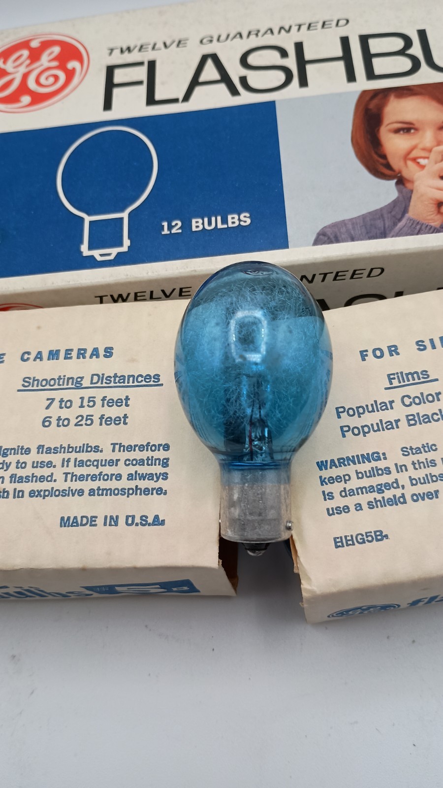 VintageGE Flashbulbs 5B Blue (7 Bulbs) in Original Box Camera Flash &FlashCube(1