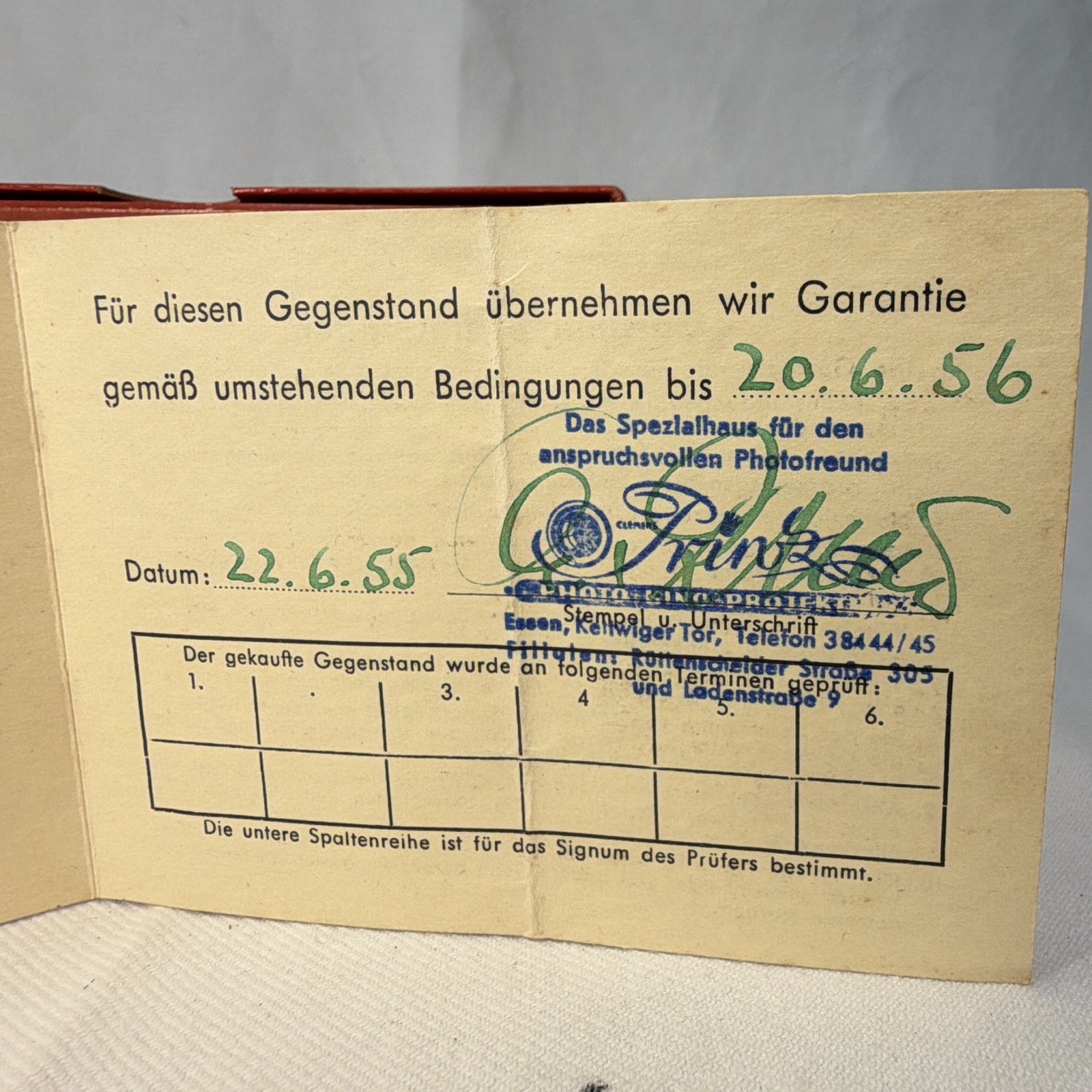 ZEISS IKON Contax Camera Box with Guarantee Card, For Contax