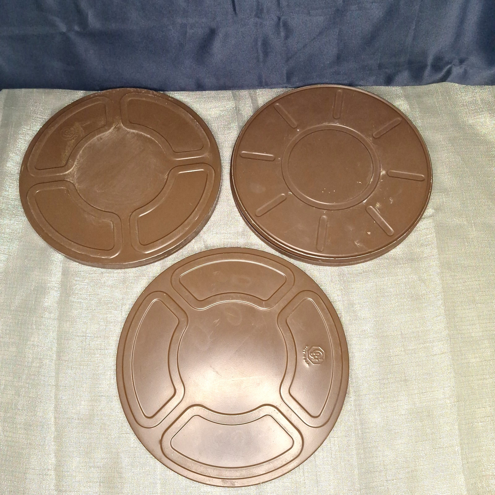 Three (3) 10.75″ Goldberg Brothers Dustproof Film Reel Can 10 3/4 Brown Canister