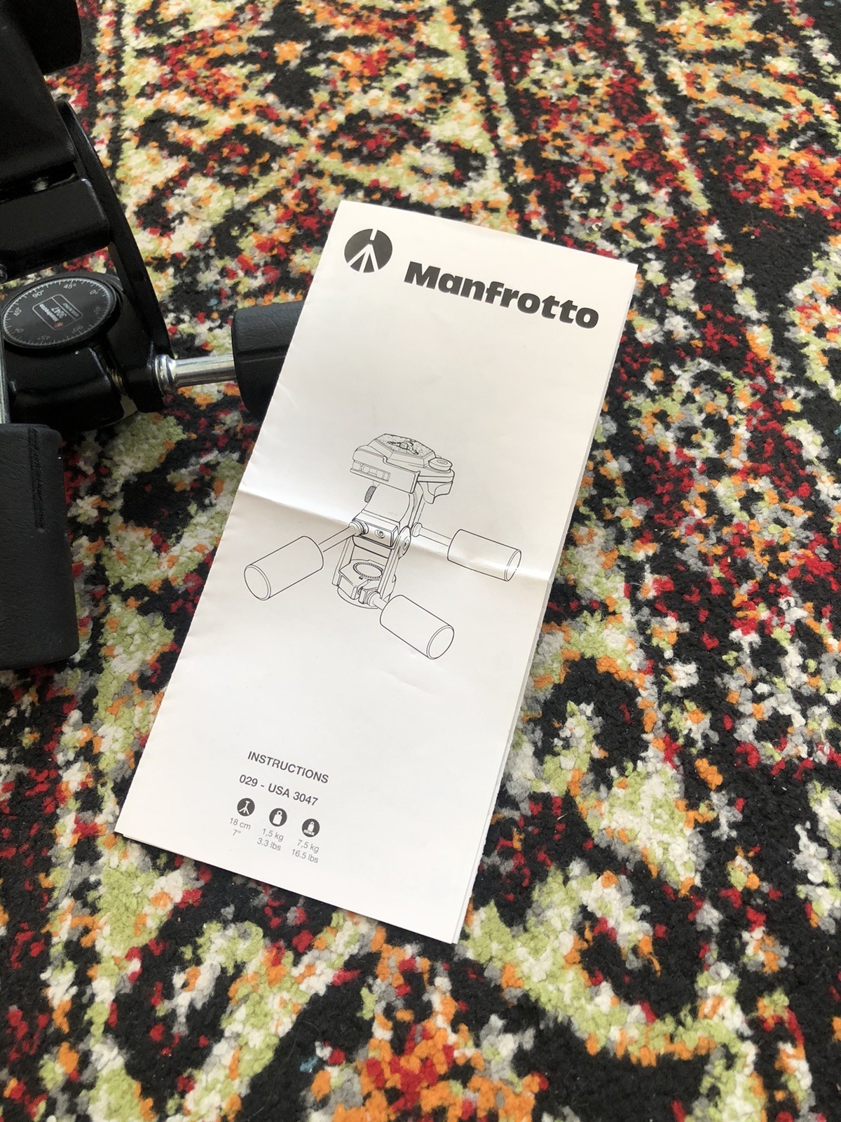 Manfrotto 029 Three Way Pan Head With QR Plate