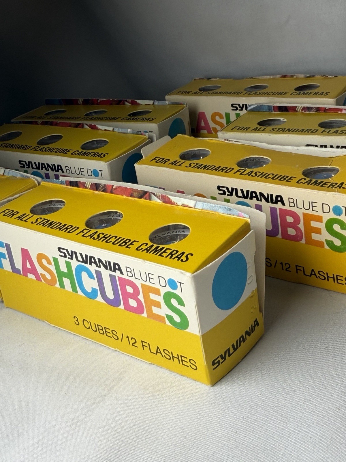 VINTAGE Sylvania Flash Cubes Blue Dot Pack of 3 – 7 Boxes 84 Flashes New!