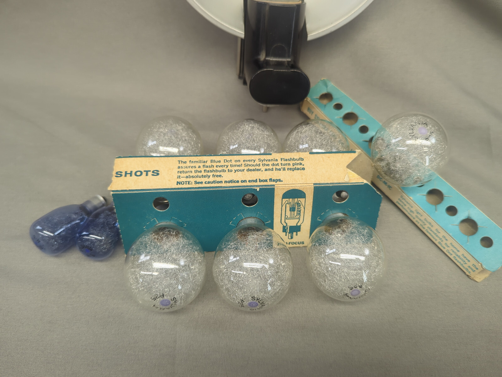 Vintage Flash Reflector and Sylvania Blue Dot Flash Bulbs Camera Photography