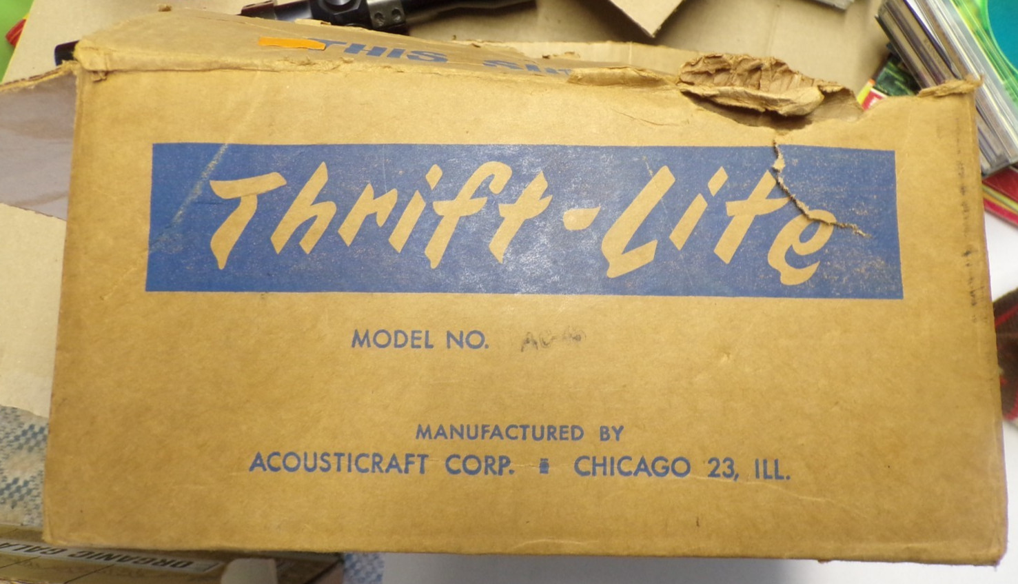 Thrift-Lite AC-45 Portapack Flash Unit Vintage Acousicraft Chicago Original Box