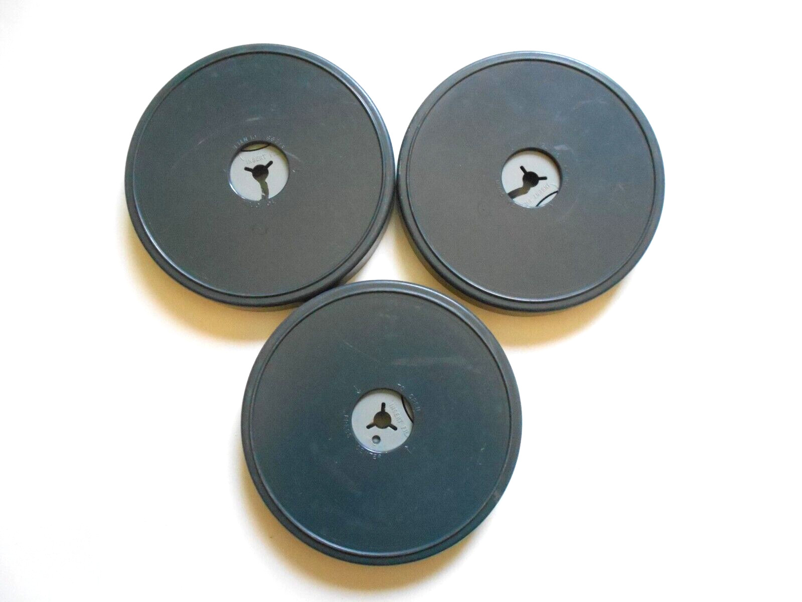 3 – Unbranded Regular 8mm 200 ft. Gray Plastic reels in case