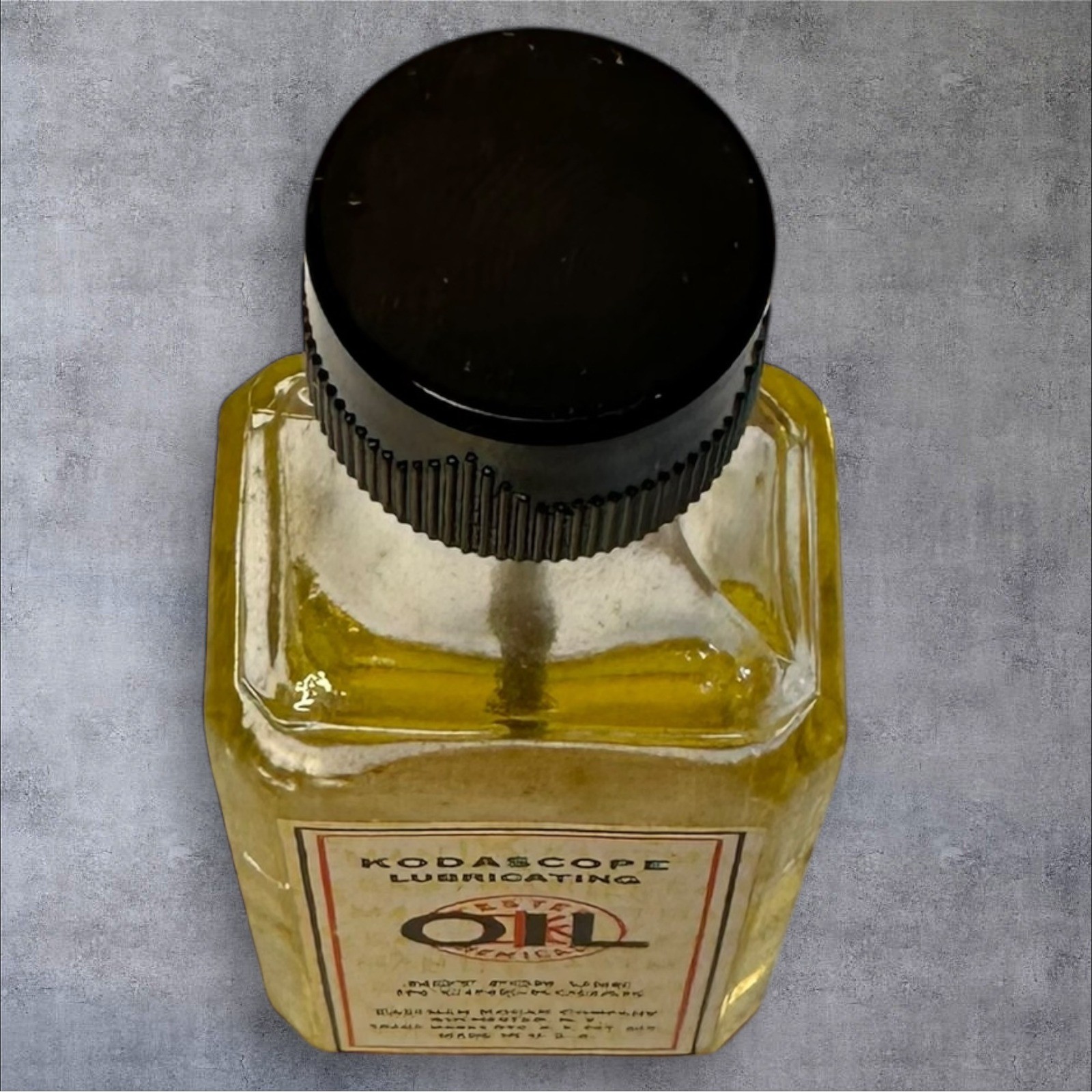 Eastman Kodak Kodascope Lubricating Oil Vintage Glass Bottle Box