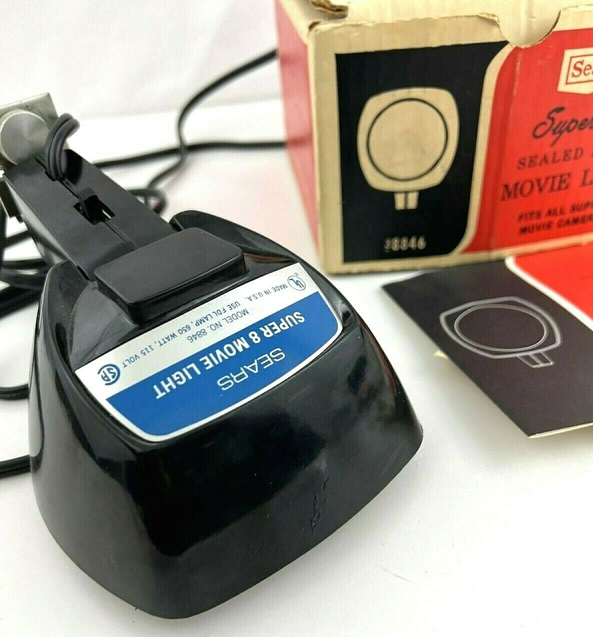 Vintage Sears Super 8 650 Watt Sealed Beam Movie Light Model 8846 w/ Box