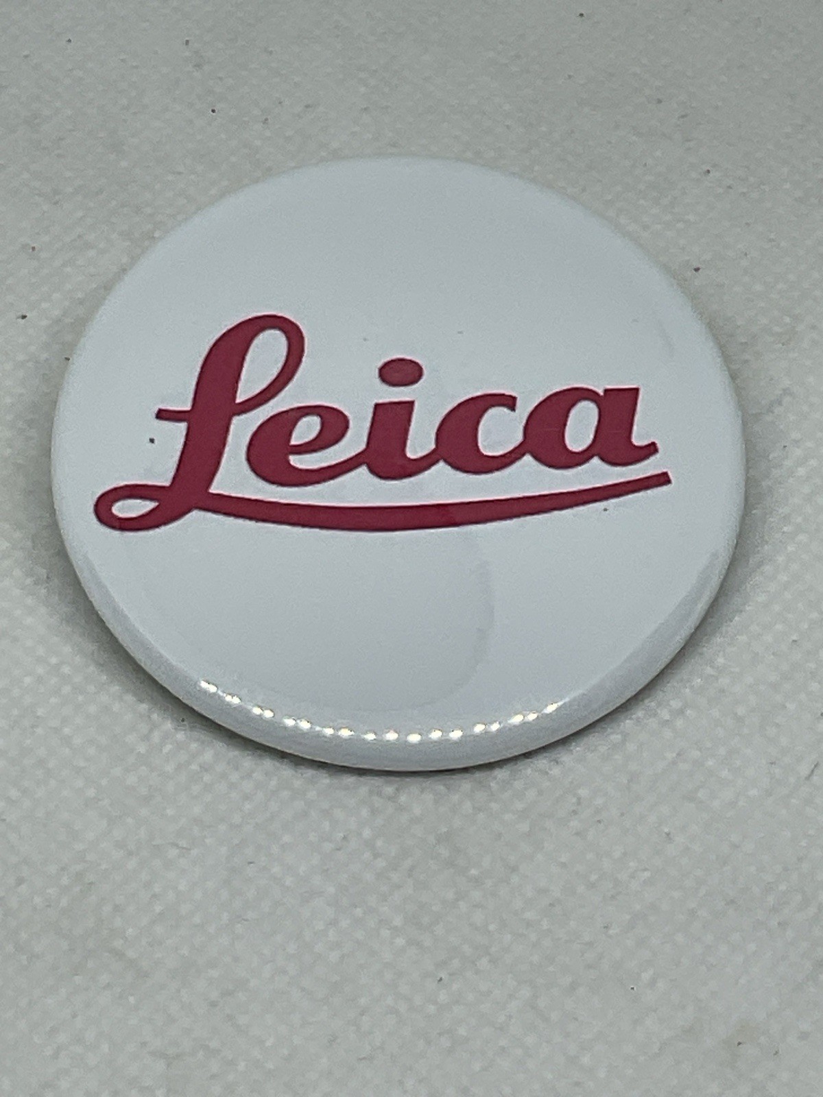 Rare Metal LECIA White Painted Camera Binocular Fan Pin/Badge/Button, 2.19” Wide