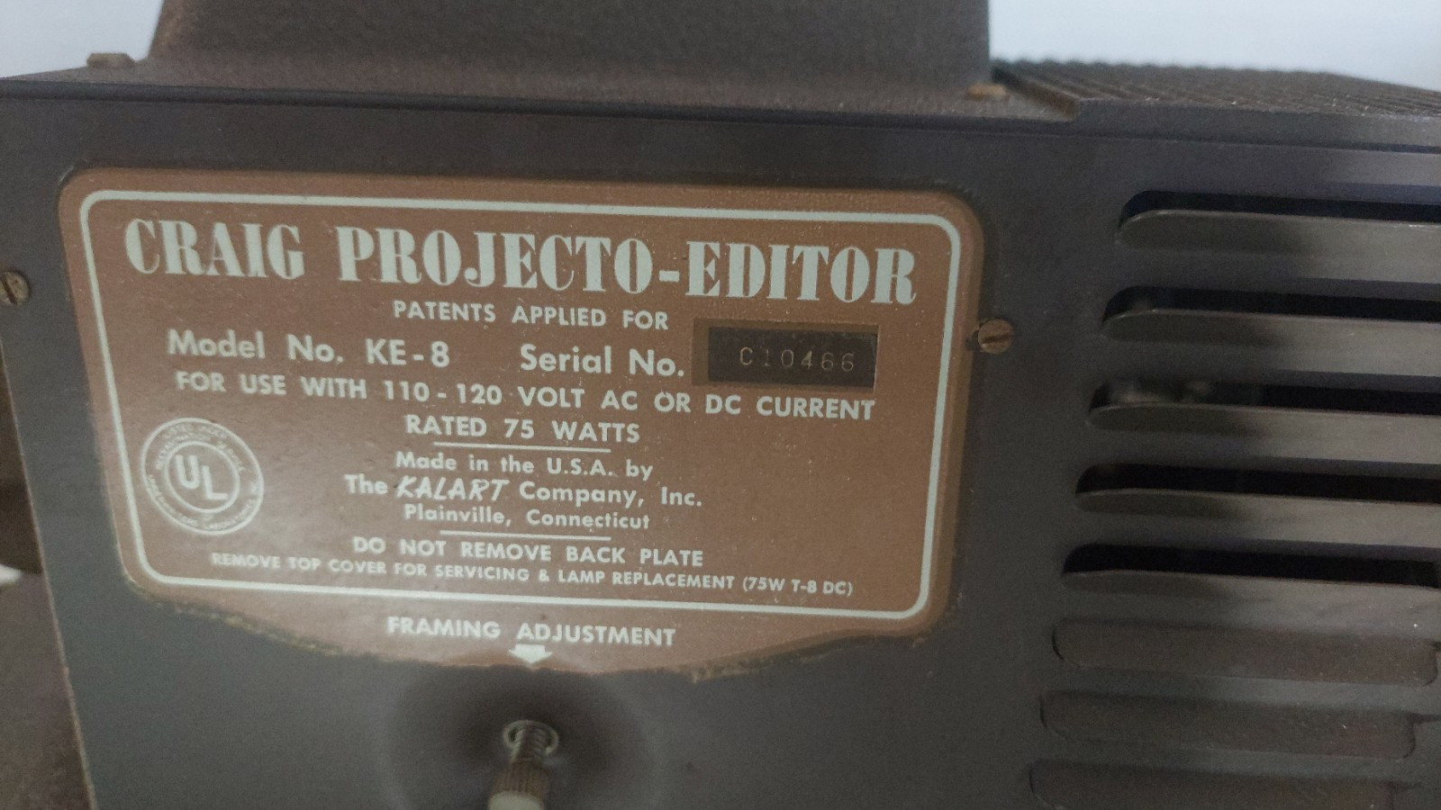 Vtg CRAIG Kalart 8mm Film Projector Projecto-Editor Viewer Splicer w Case READ