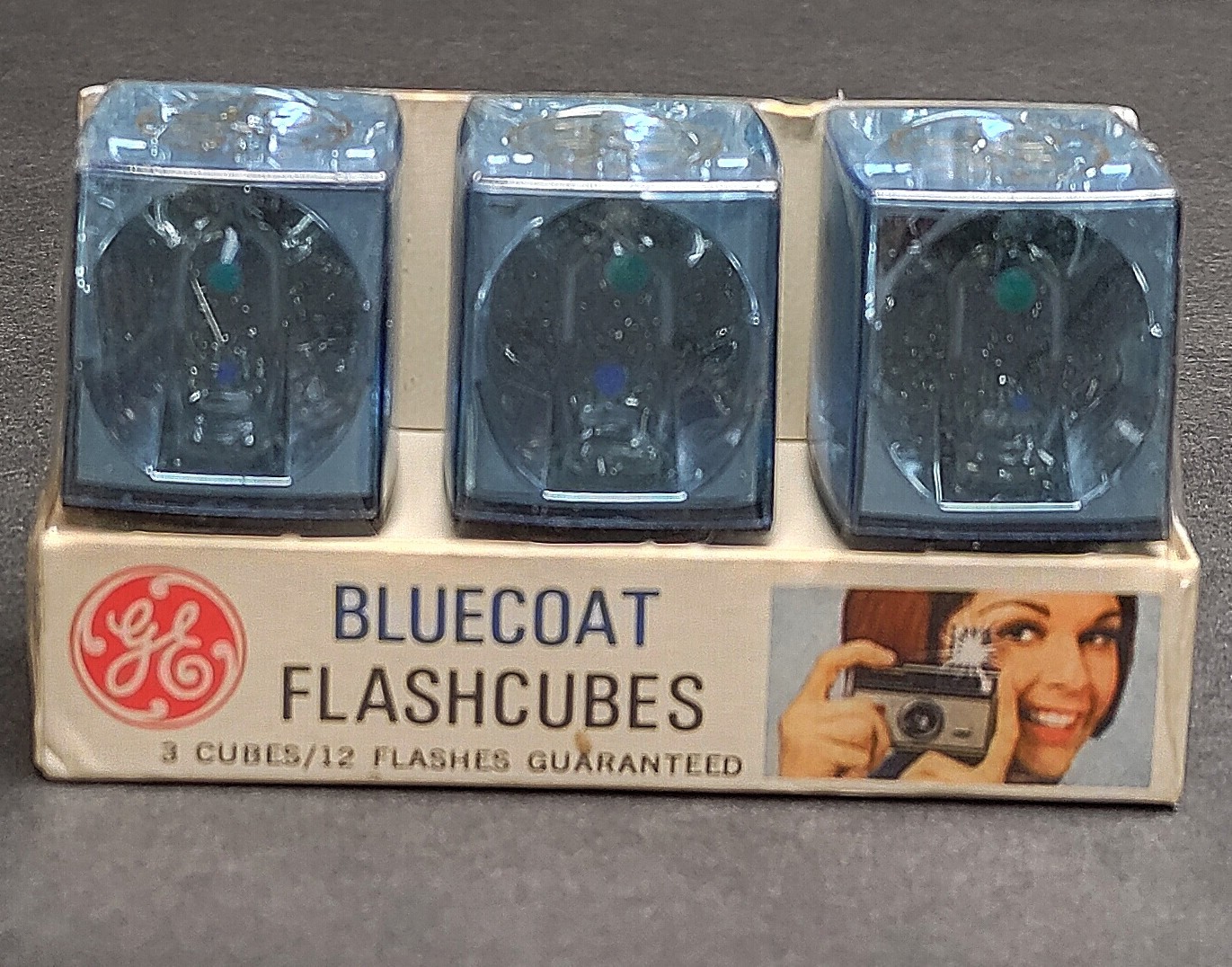 GE Bluecoat Flashcubes / Flashbulbs, 3 Vintage NOS New Flash Cubes still sealed