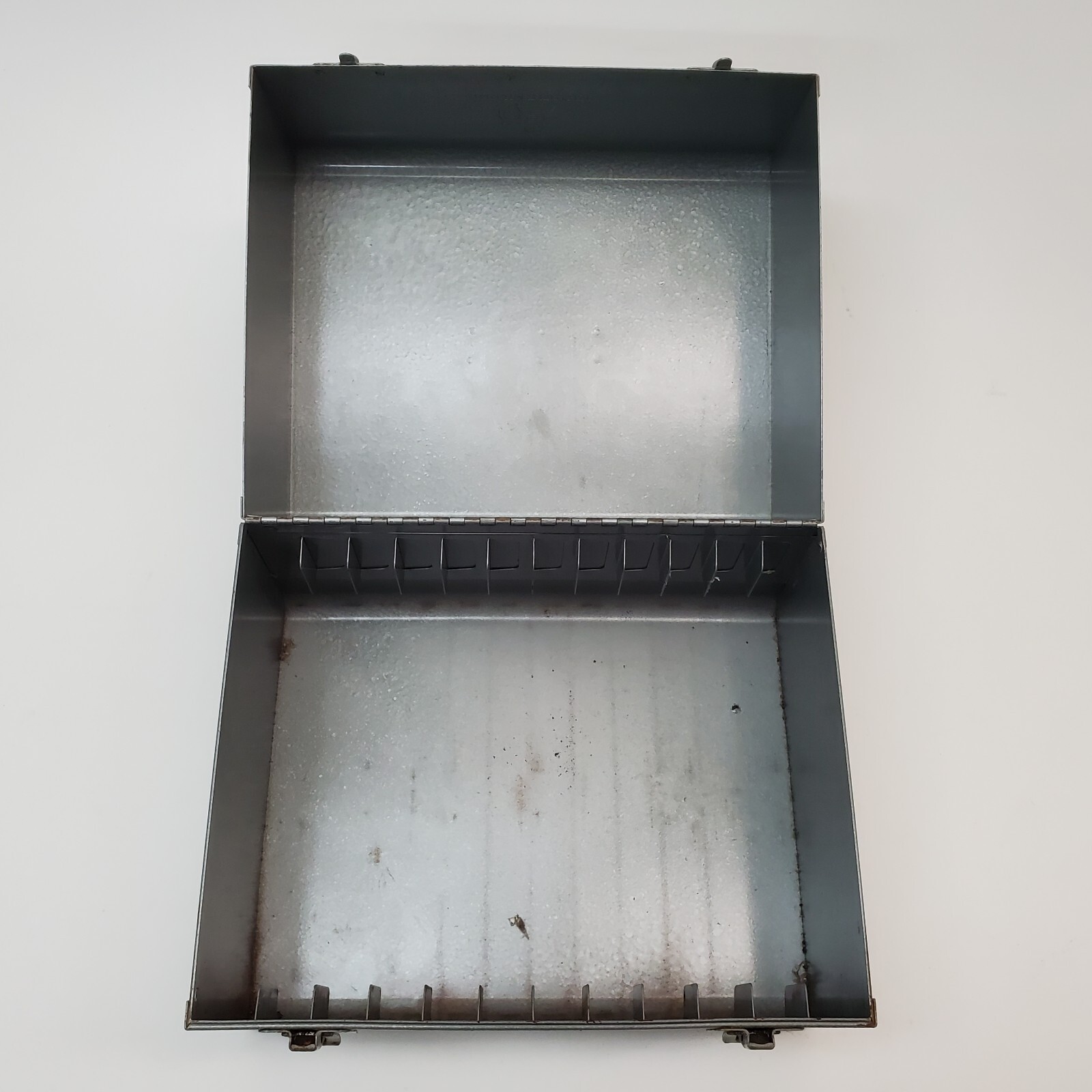 Vintage Brumberger Metal Case for 8mm Film Cans 12 Slots 9.5×7.5×7.5″