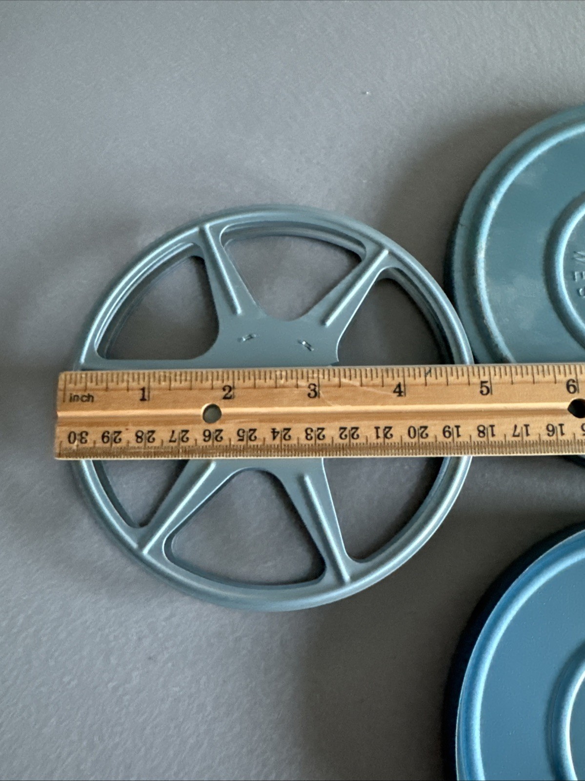 Vintage Film Take Up Metal Reel w/Canister Marked Palm Beach Miller Wallace