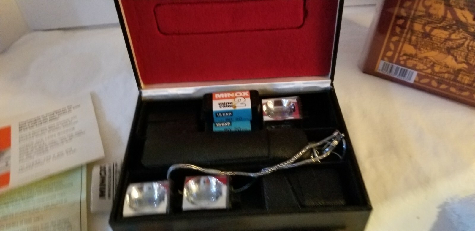 Minox C Boxed subminiature SPY Camera Set w/ C 4 Flash Unit Leather cases