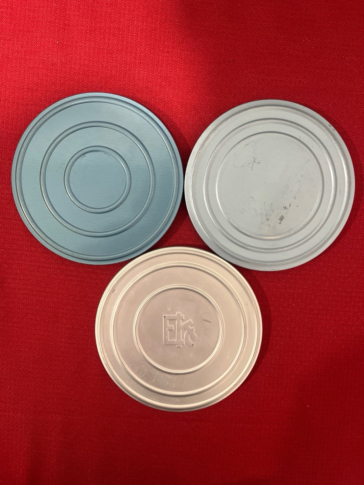 Lot of 3 Vintage Metal 8mm 16mm Film Reel Canisters – Eastman Kodak & Blue
