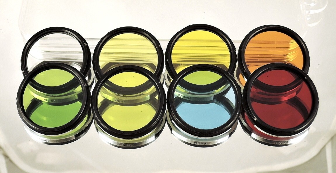 RARE set of eight filters B36 for Flexaret MEOPTA Czechoslovakia genuine MINT