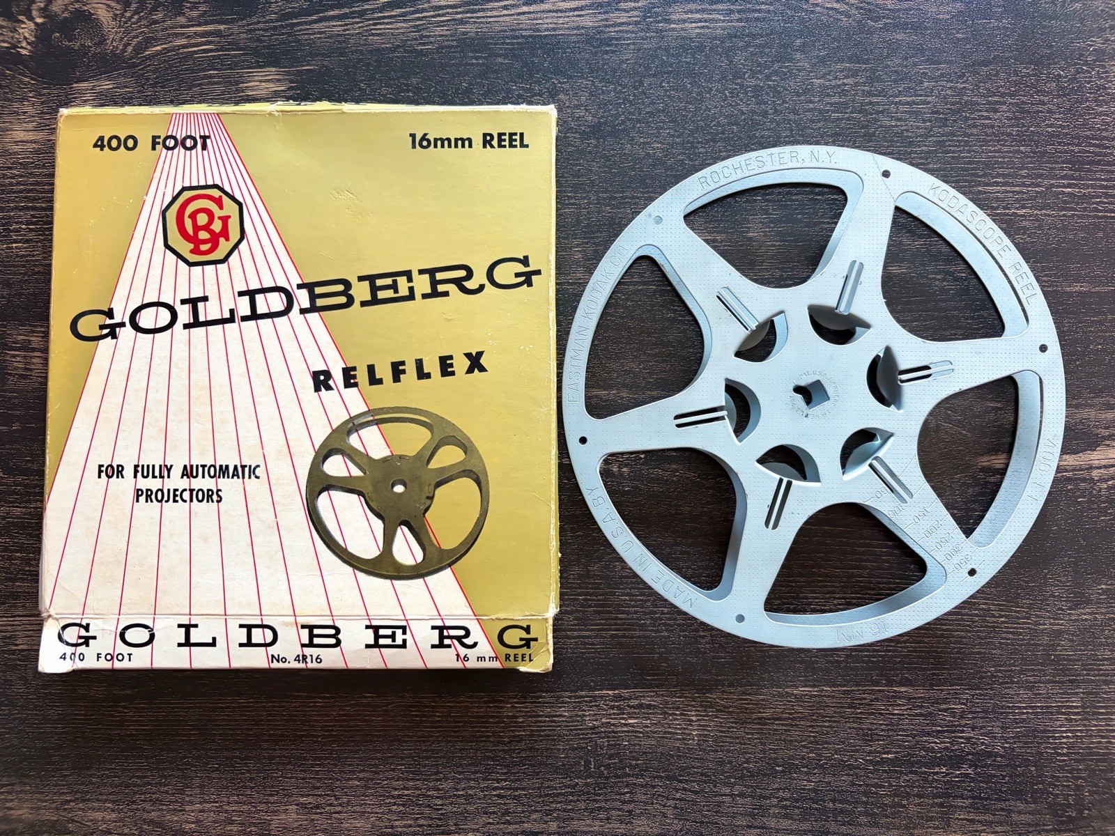 Vintage Goldberg Reflex 16mm Kodascope Film Reel w Original Box