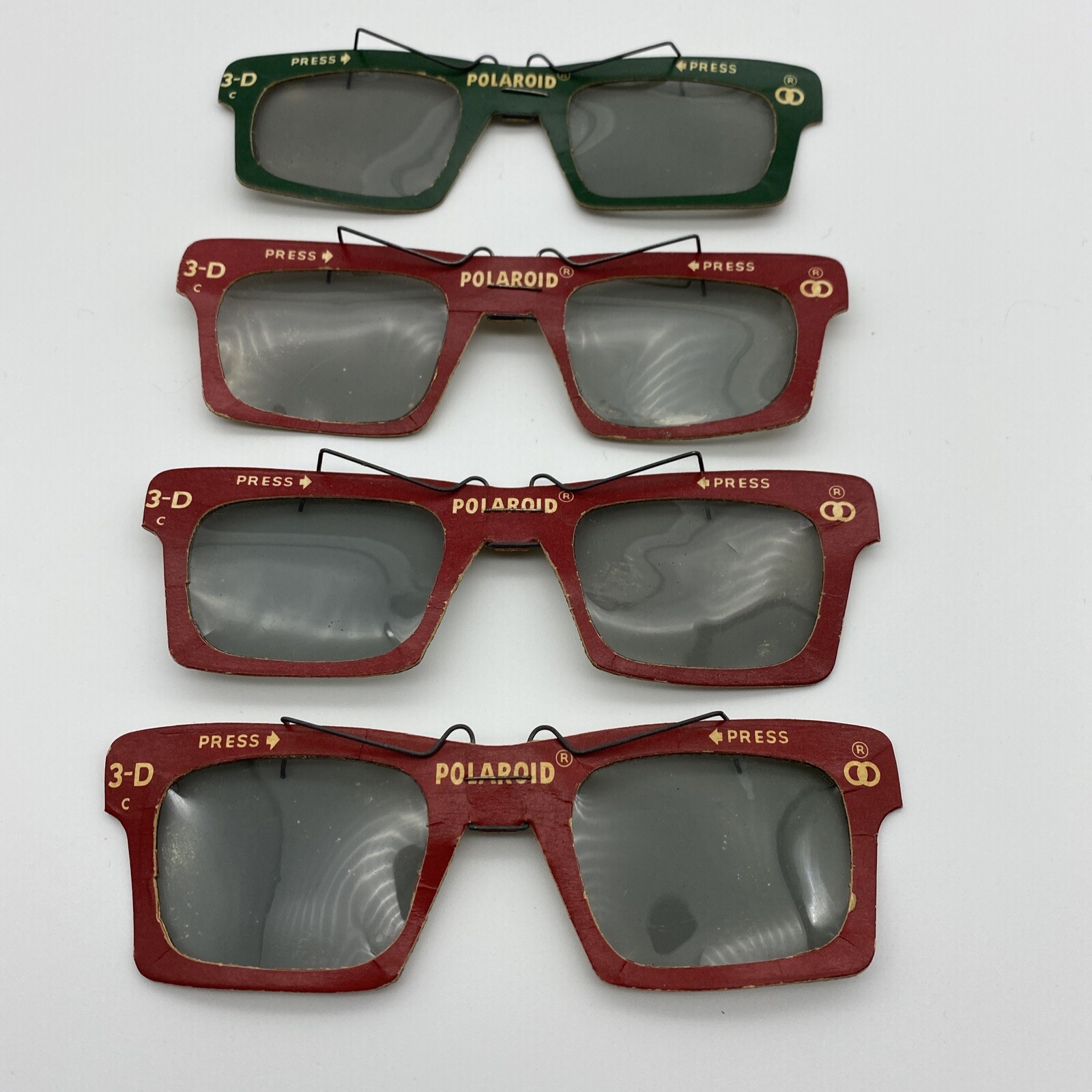 Vintage Polaroid 3-D Glasses Set of 4 Clip-On Movie Film Viewers Retro Cardboard