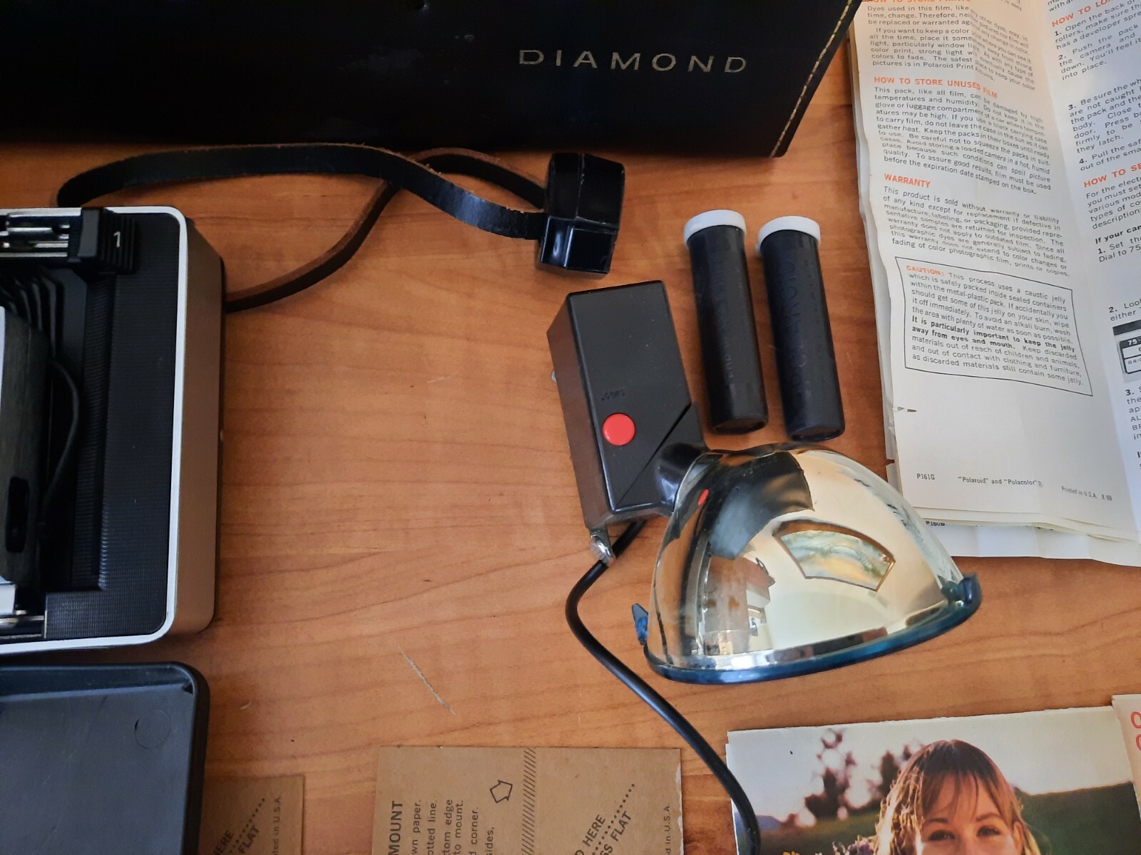 Polaroid 250 Land Camera, Diamond Case, Flash & Print Mounts